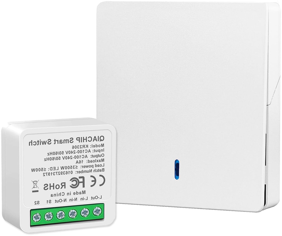 Slimme Draadloze Lichtschakelaar, 16A Mini DIY Schakelaar, Relay Module met Touchbediening, 2.4GHz Paneel, Geschikt voor eWeLink App, Remote Control en Energiebeheer