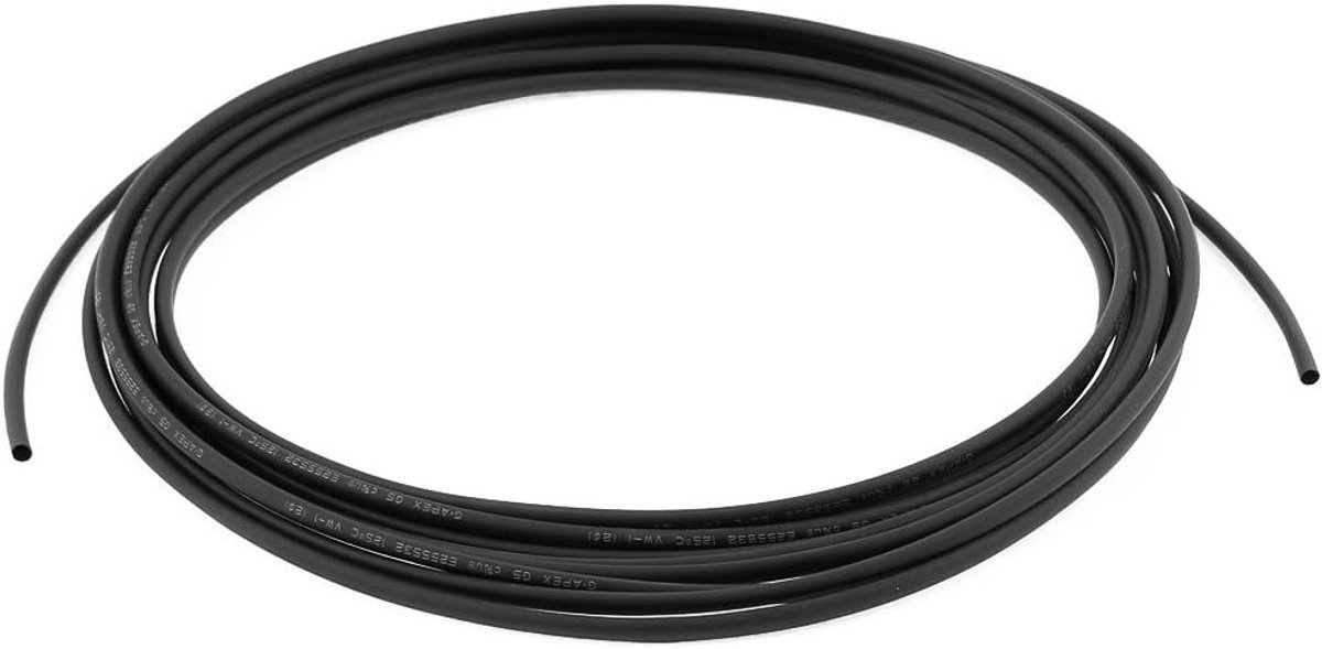 SnelShoppen - Heat Shrink Tubing 2mm Diameter 2:1 Krimpkous 5m Zwart - Elektrische Isolatie, Corrosiebestendig, Vlamvertragend, Voor Thuis, Klussen, E