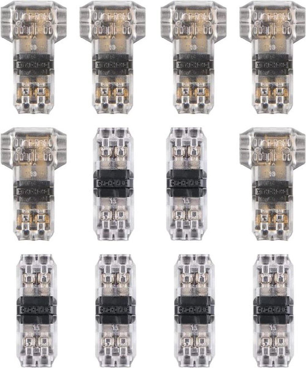 12 Stuks 2-Pin T Connectoren voor Elektrische Verbindingen, H Connectoren voor Auto, Verlichting en Audio, Snelle Aansluitingen voor Laagspanningssystemen