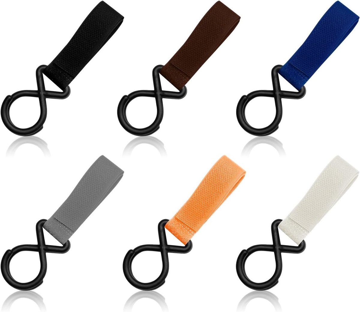 SnelShoppen - Stroller Hooks 6 Stuks Multifunctionele Dubbele Haak voor Tassen, Kinderwagen, Rolstoel - Sterk Nylon met Viscose Hechting