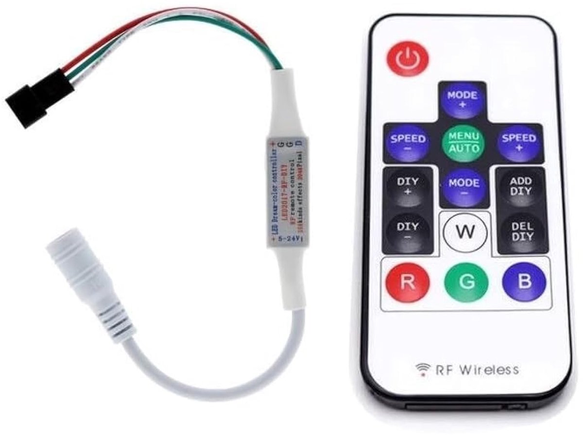 SnelShoppen - WS2811 WS2812B LED RGB Controller DC5-12V 14-toetsen Draadloze RF met 358 Effecten voor LED Strips, Panelen en Strings voor Feest, Tuin