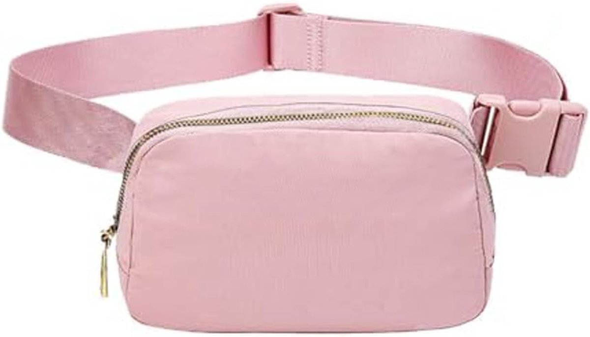 SnelShoppen - Fanny Pack Dames Taille Tas Nylon Heuptas met Verstelbare Band voor Outdoor Reizen, Sport, Hardlopen, Hiking, Roze, Modern