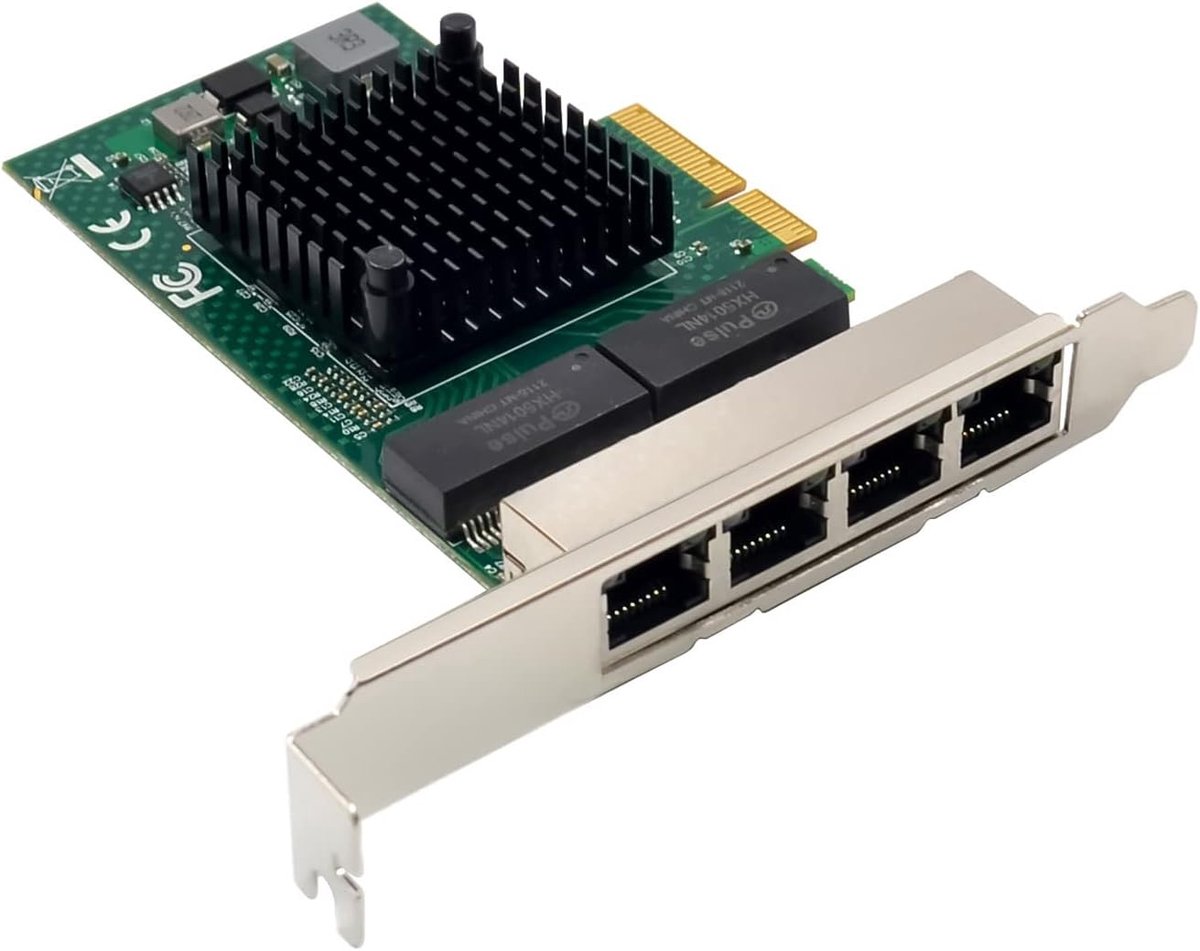 SnelShoppen - Quad-Port PCIe Gigabit Ethernet Server Adapter met BCM5719 Chipset - PCI Express 1000M Netwerk LAN Kaart voor Windows Server, Linux, Ubu