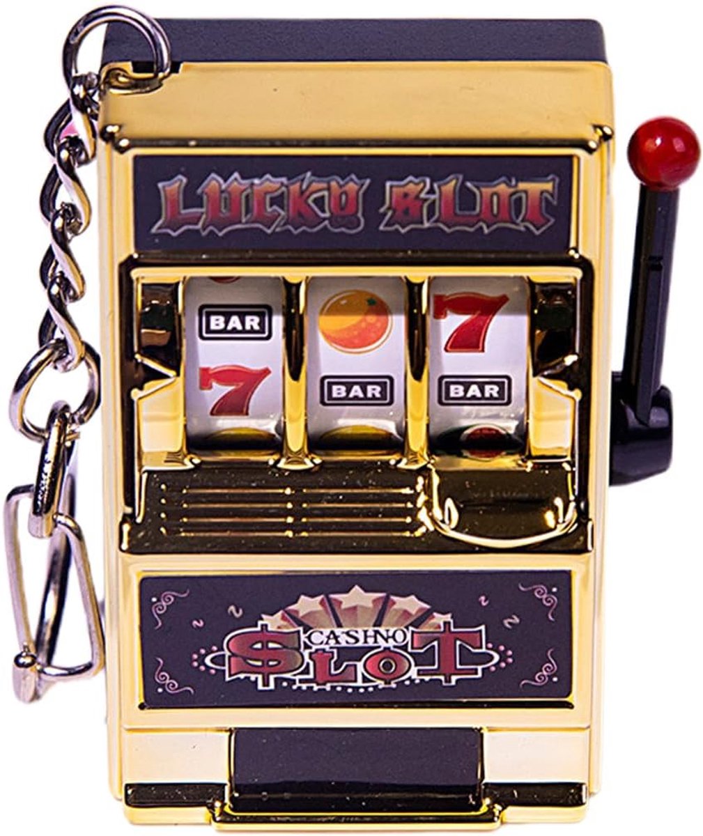 SnelShoppen - Mini Slot Machine Key Chain, Arcade Toy voor Sleutels en Telefoon, Gouden Geluks Casino Decoratie, Compact en Lichtgewicht, Perfect Cade