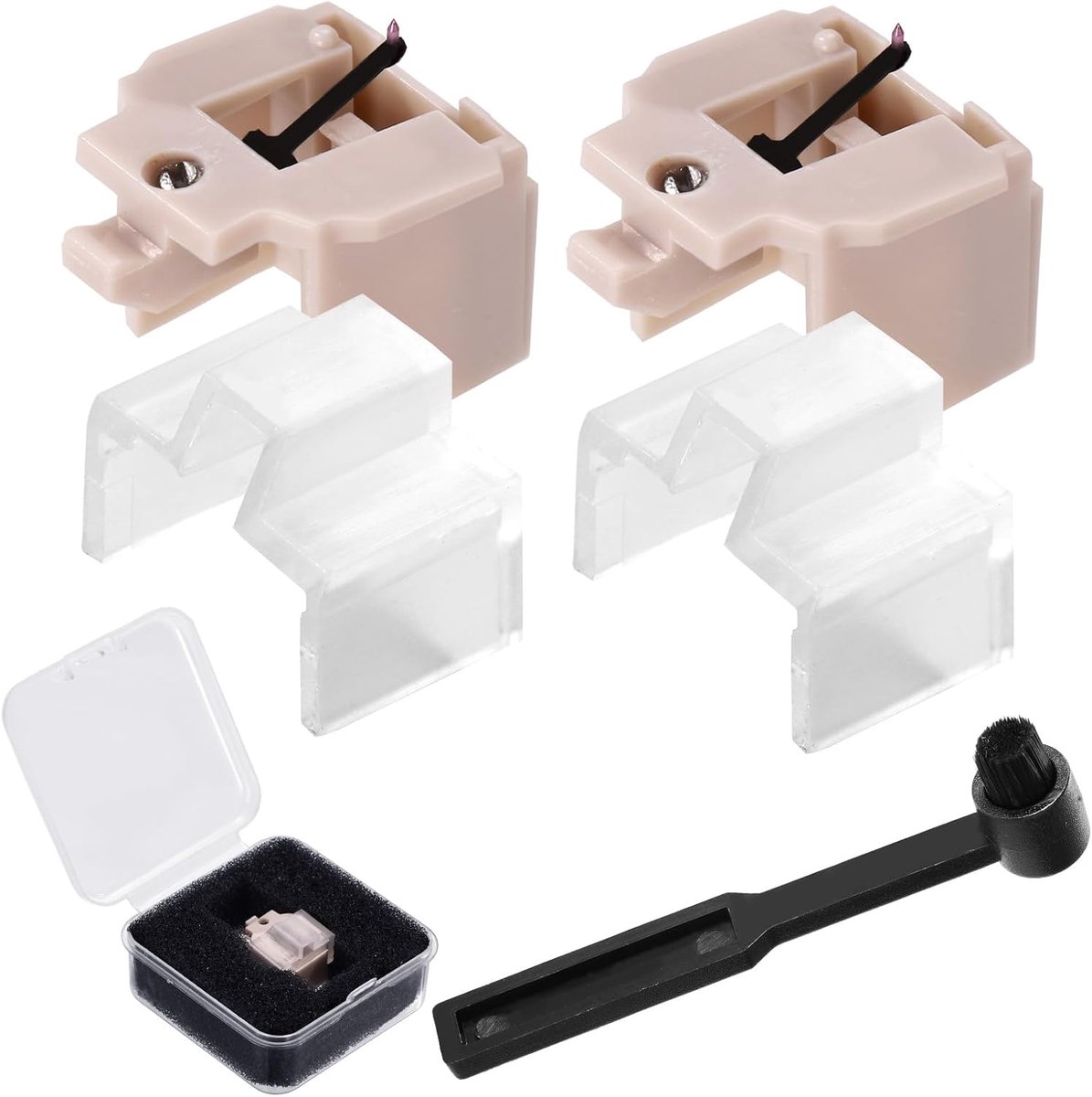 SnelShoppen - 2pcs Vervangende Draaitafelnaalden met Borstel, Diamanten Naald voor Draaitafels, Aluminium en Plastic, Ideaal voor AT-LP60X, AT3600L, A