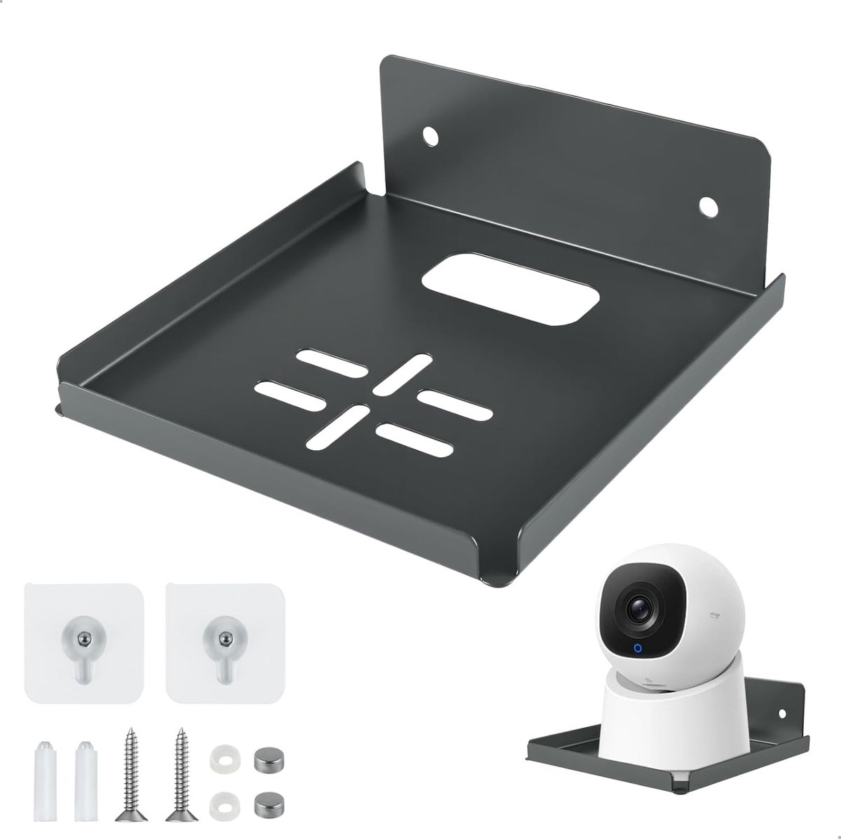 SnelShoppen - Camera Houder met Bevestiging voor Wandmontage zonder Boren, Ideaal voor Woonkamer, Slaapkamer en Entree, Geschikt voor Diverse Oppervla