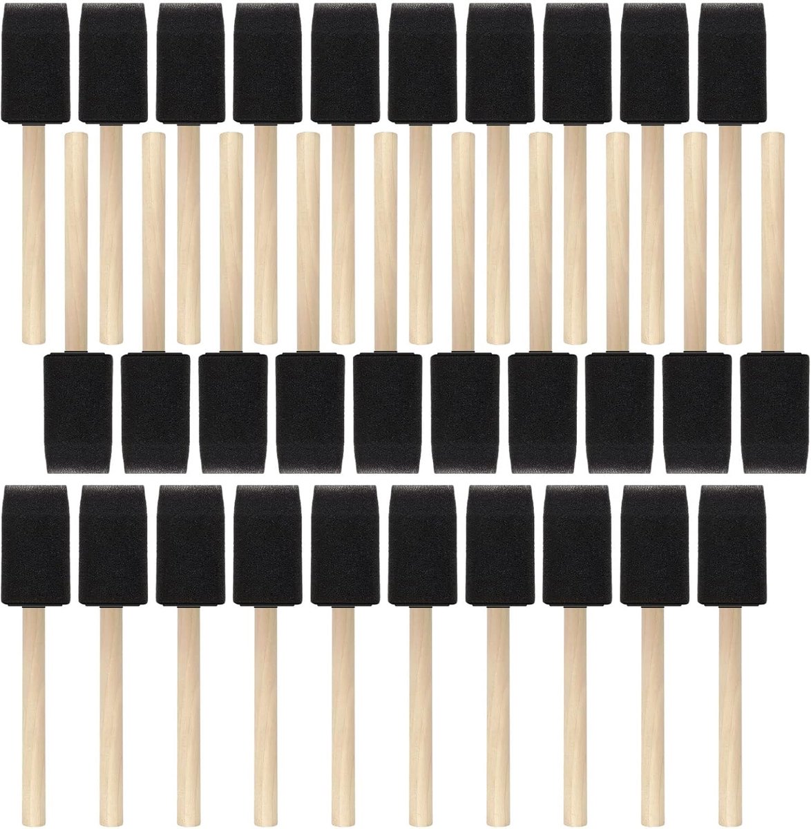 SnelShoppen - 30 Stuks Foam Brushes 2.5cm met Houten Handvat en Beveled Head - Perfect voor Schilderen, Knutselen, en Decoratie - Duurzaam en Wasbaar