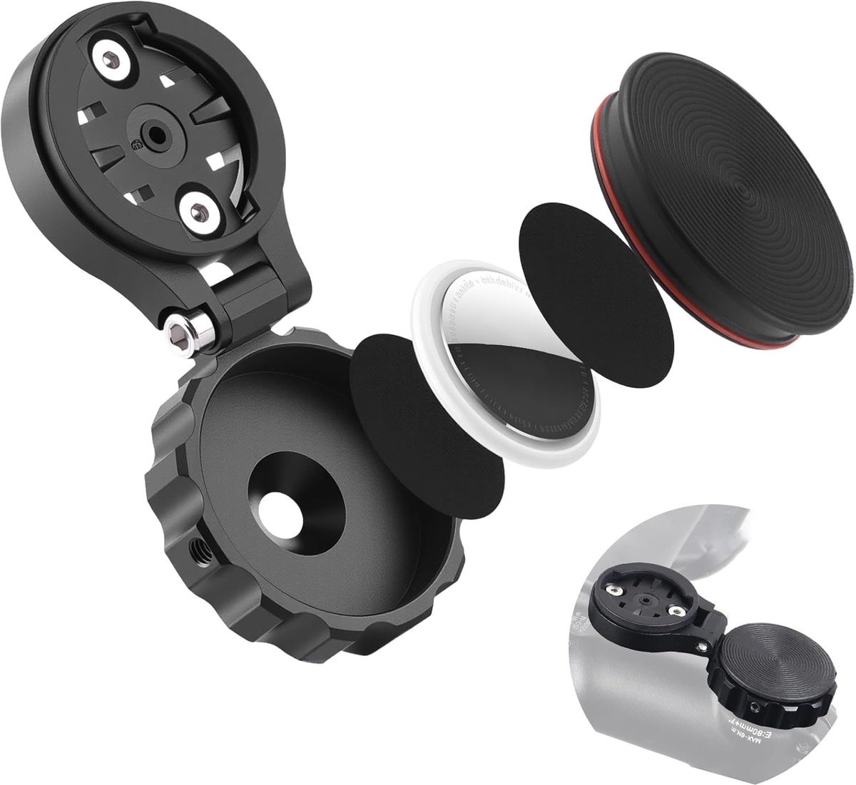 SnelShoppen - Bike Computer Houder voor Fiets met Beschermhoes voor AirTag en HuaweiTag - Verstelbare Fietscomputerhouder voor Mountainbike - Inclusie