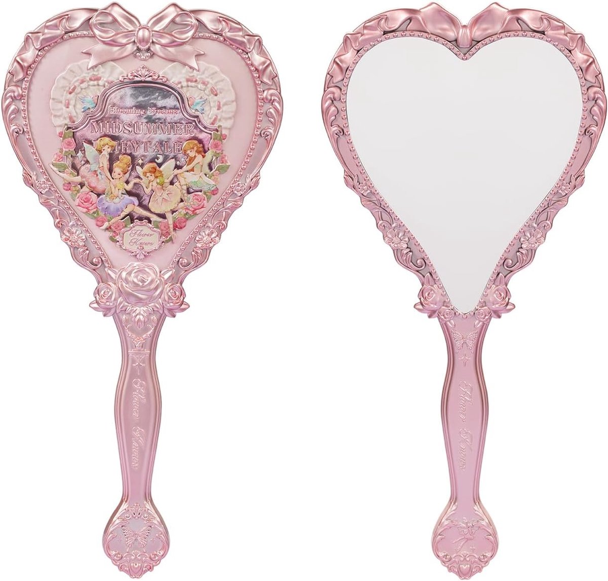 SnelShoppen - Vintage Hartvormige Handspiegel, Duurzaam Metalen Spiegel, Schattige en Esthetische Prinsessenspiegel met Lange Handgreep, Perfecte Cade