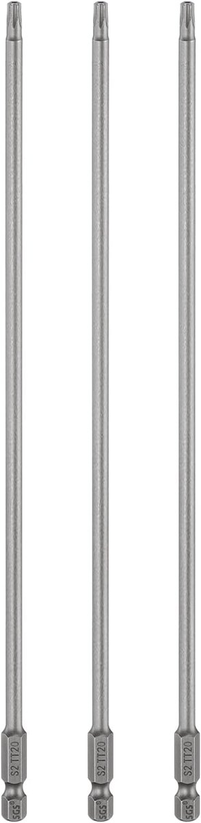 SnelShoppen - 3pcs TT20 Torx Schroevendraaier Bit Set 10 Inch (250mm) Lang 1/4 Inch Magnetische Hex S2 Staal Voor Draadloze Schroevendraaier