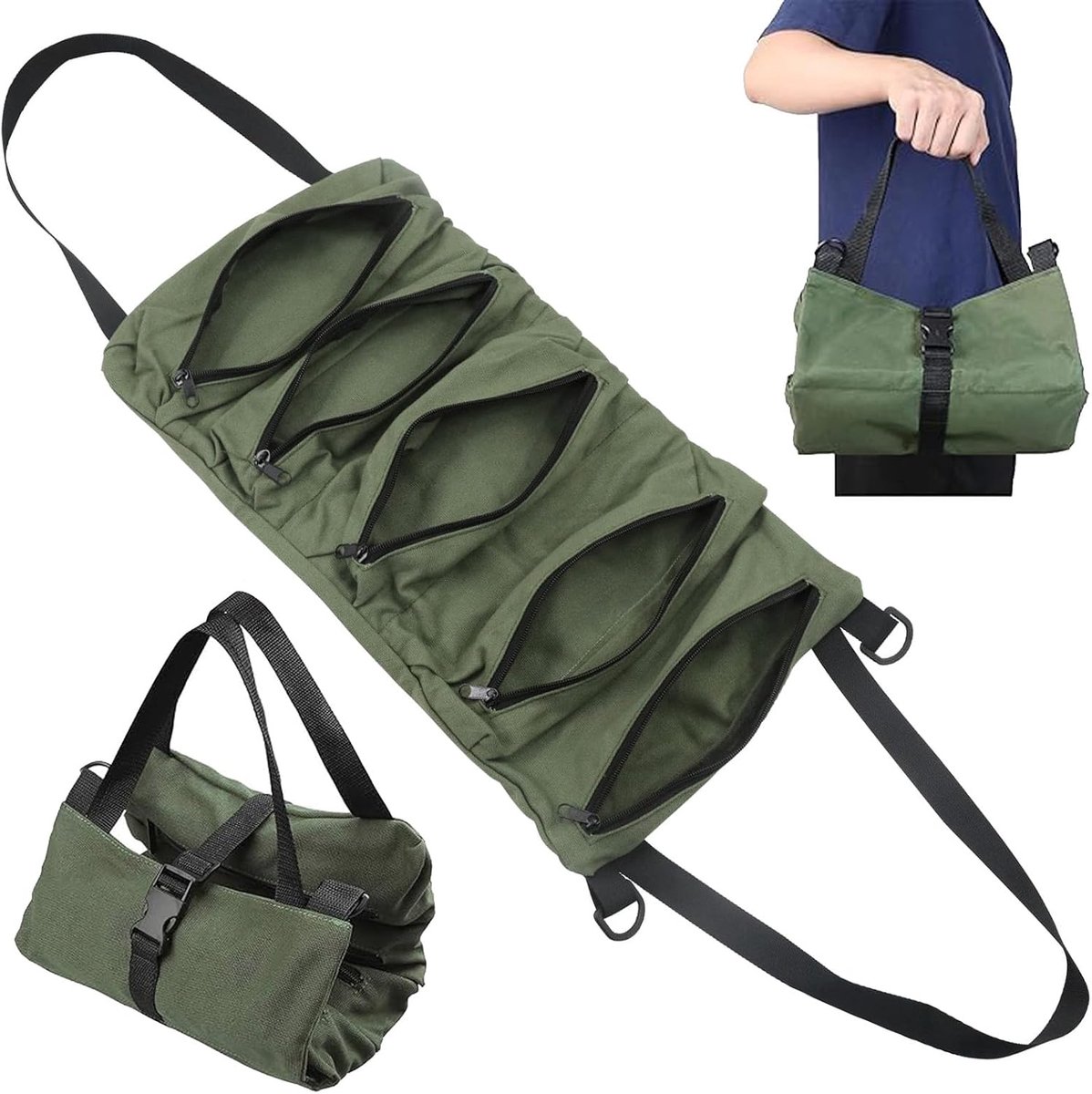 SnelShoppen - Waterdichte Tool Roller Bag, Multifunctionele Rol-Up Gereedschapszak, Canvas Gereedschapstas voor Steeksleutels, Slijtvast en Duurzaam,