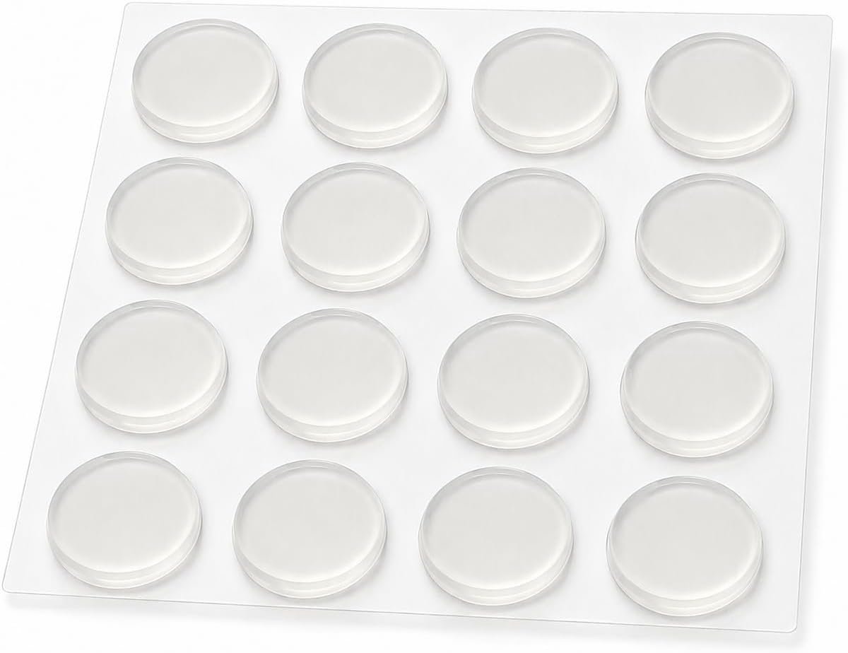 SnelShoppen - Pack van 16 Transparante Zelfklevende Rubber Buffers en Deurstoppers (20 x 5 mm), Antislip Wand- en Meubelbeschermers, Geluiddempende Wa