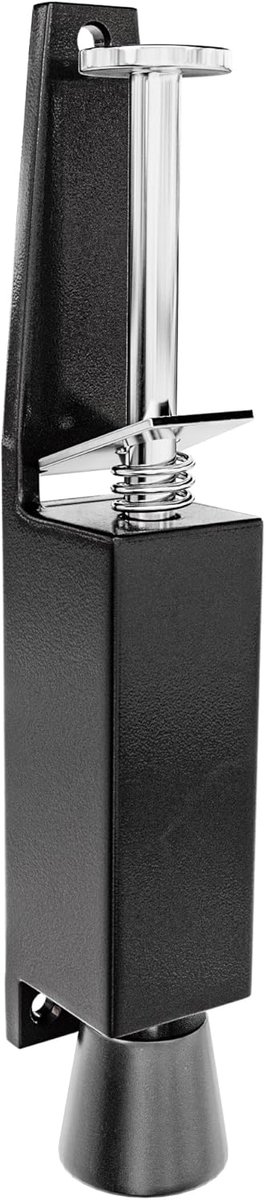 SnelShoppen - Rubber deurstopper Mod.11 - Zamak verticale deurstop - Anti-slam deurstopper - Afmetingen 165 x 30 mm - 45 mm slag - Zwart - Eenvoudig t
