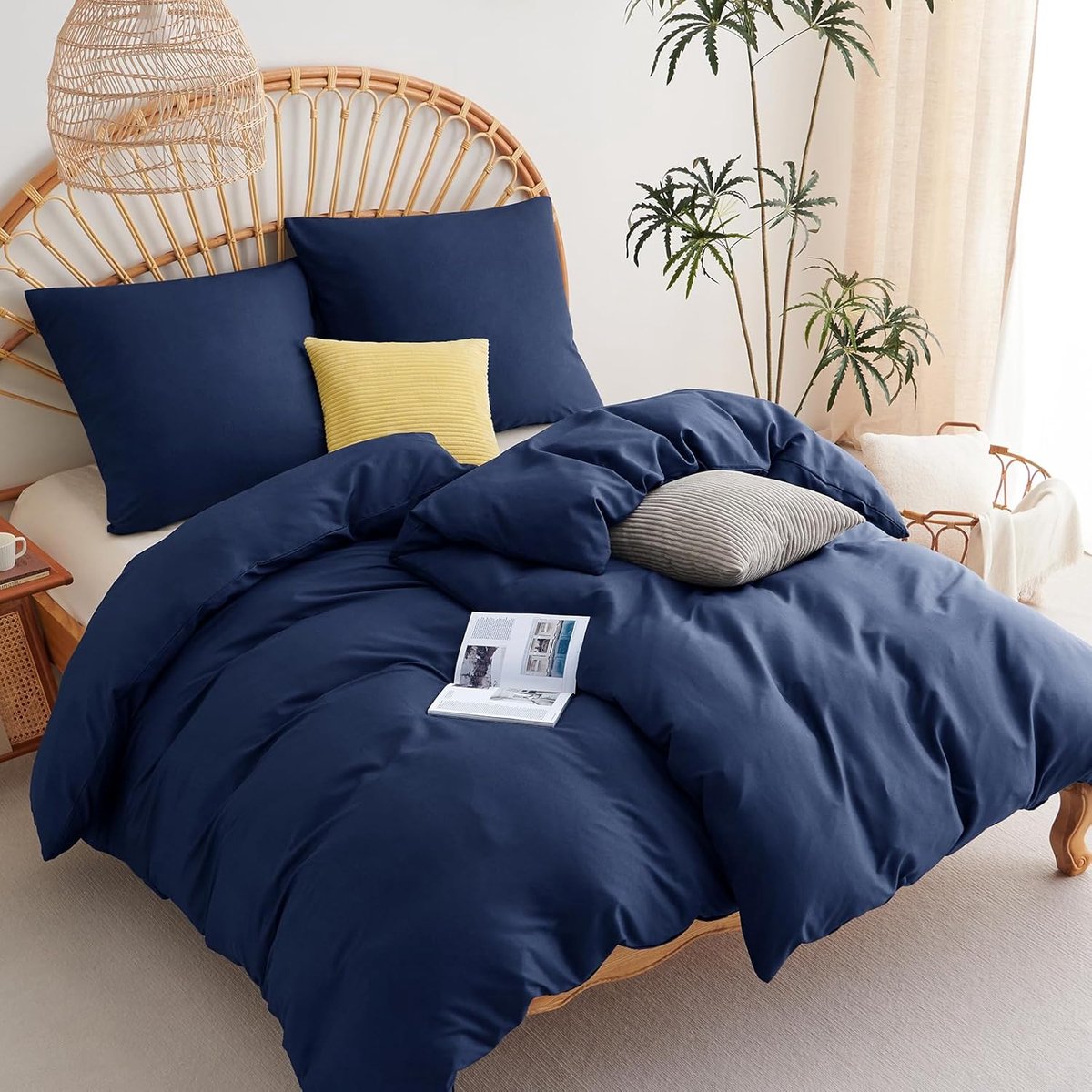SnelShoppen - Duvet Cover Set 135x200 cm - 2 Duvet Covers + 2 Pillowcases 80x80 cm - 100% Microfiber - Navy Blue - Comfortabel en Ademend Bedlinnen
