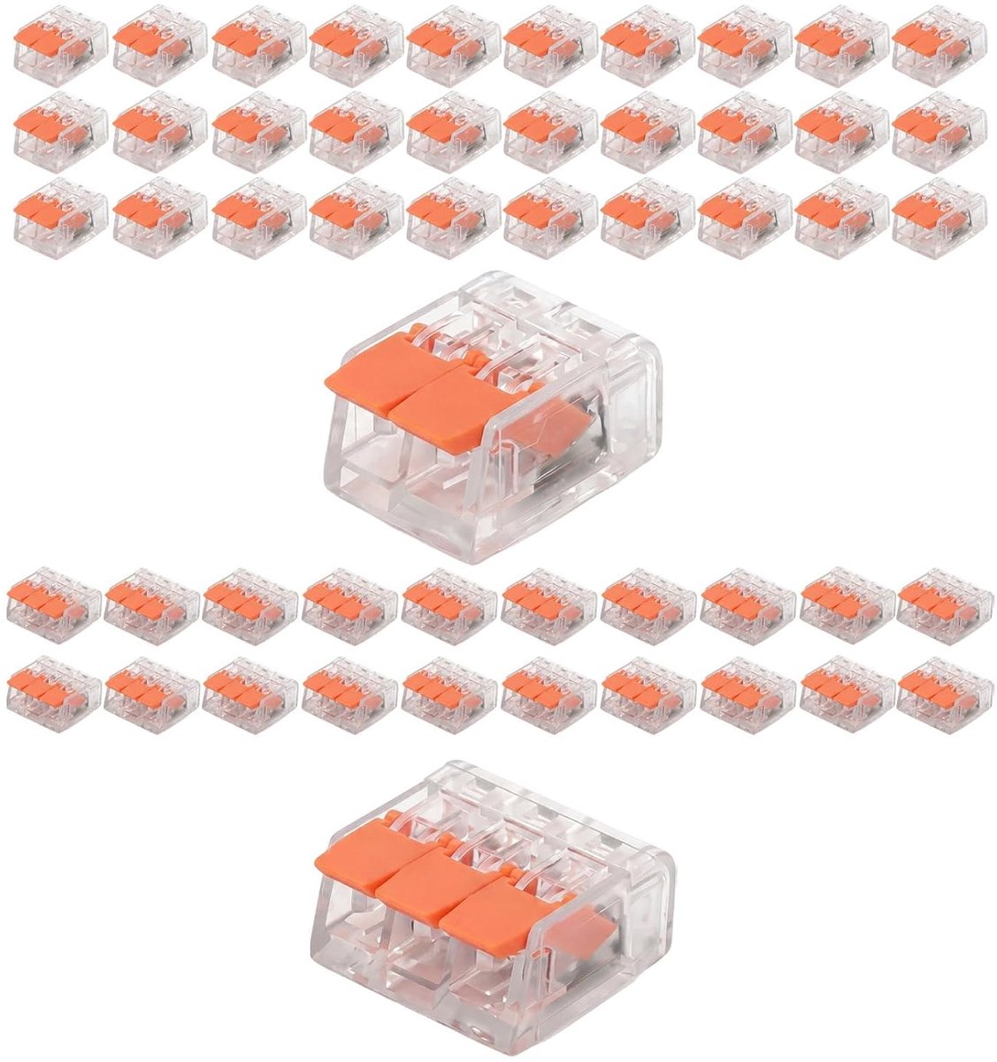 SnelShoppen - Set van 50 Kabelconnectoren 3-Draads & 2-Draads, Terminal Klemmen 0.14–4 mm² (24–12 AWG), Lifting Klemmen Geschikt voor Wago Klemmen, Li
