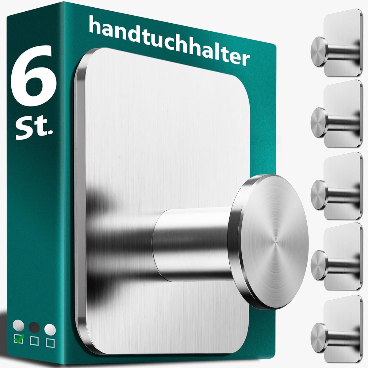SnelShoppen - 5 Stuks Moderne Handdoekhaken Set - RVS Zelfklevende Haken met 3M Pads - Drill Vrij voor Badkamer - Zware Belastbaarheid tot 10 kg