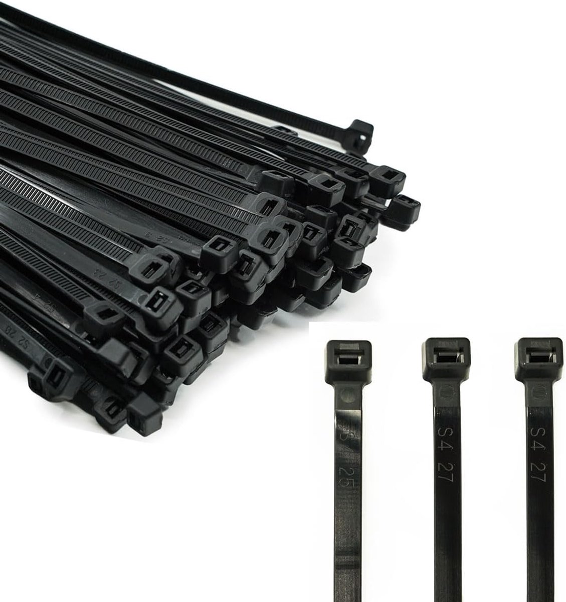 Thijox - Kabelbinders zwart 200x4,8mm set van 100 stuks, uv-bestendig, premium kwaliteit, 23 kg treksterkte voor kabelbeheer, tuinieren en werkplaatse