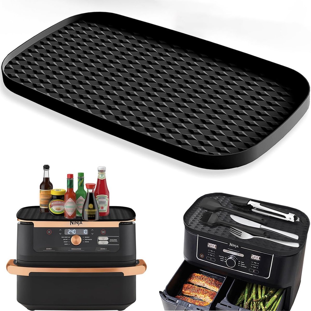 SnelShoppen - Silicone Mat voor Air Fryer Accessoires - 41.5 x 23 cm - Multifunctioneel - Houdt Keuken en Aanrecht Schoon - Geschikt voor Ninja Foodi