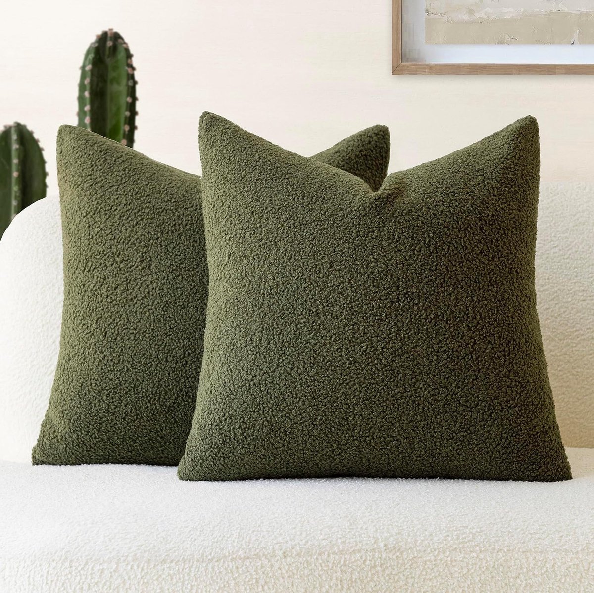 Thijox - Set van 2 Krullend Kunstbont Decoratieve Sierkussenhoezen 45x45 cm - Zachte Pluche Kussenslopen met Rits voor Woonkamer, Slaapkamer, Bank, Au