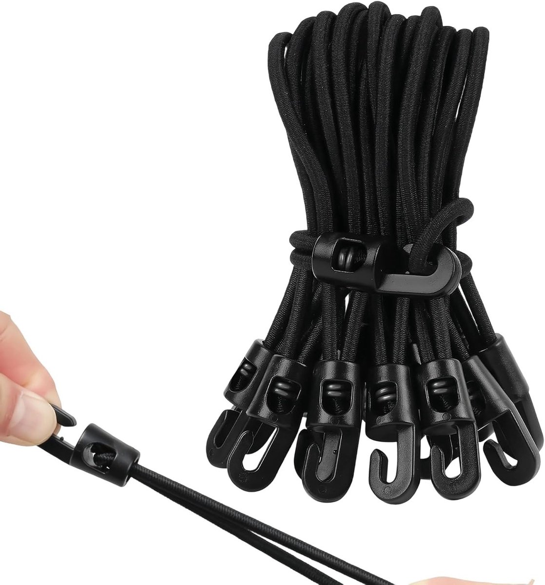 25 Stuks Tarp Tensioners met Haken, 25 cm Tension Touwen voor het Bevestigen van Zeilen en Tentdoeken, Ideaal voor Kamperen en Outdoor Activiteiten