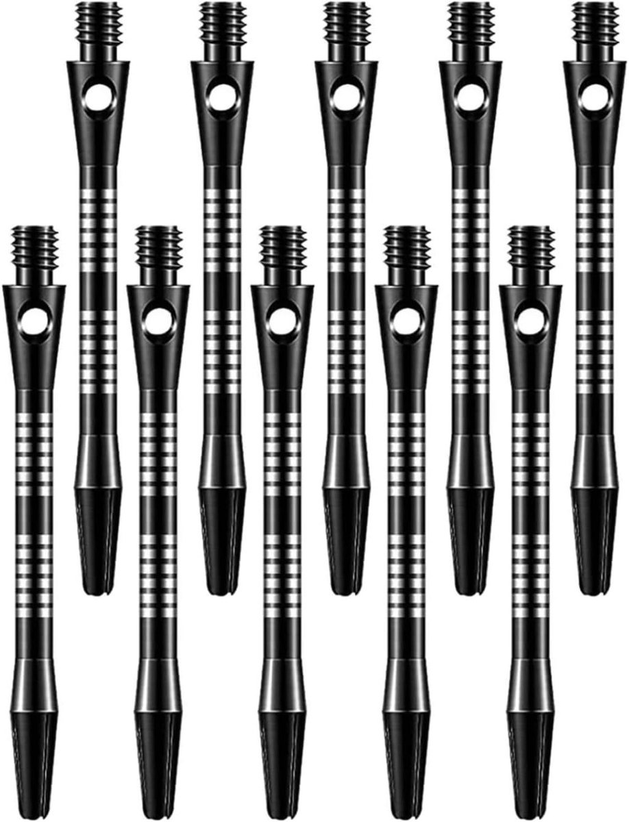 Dartshafts Aluminium - Dart Accessoires - Precisie Gooien - Universele 2BA Schroefdraad - 10 Stuks - Zwart