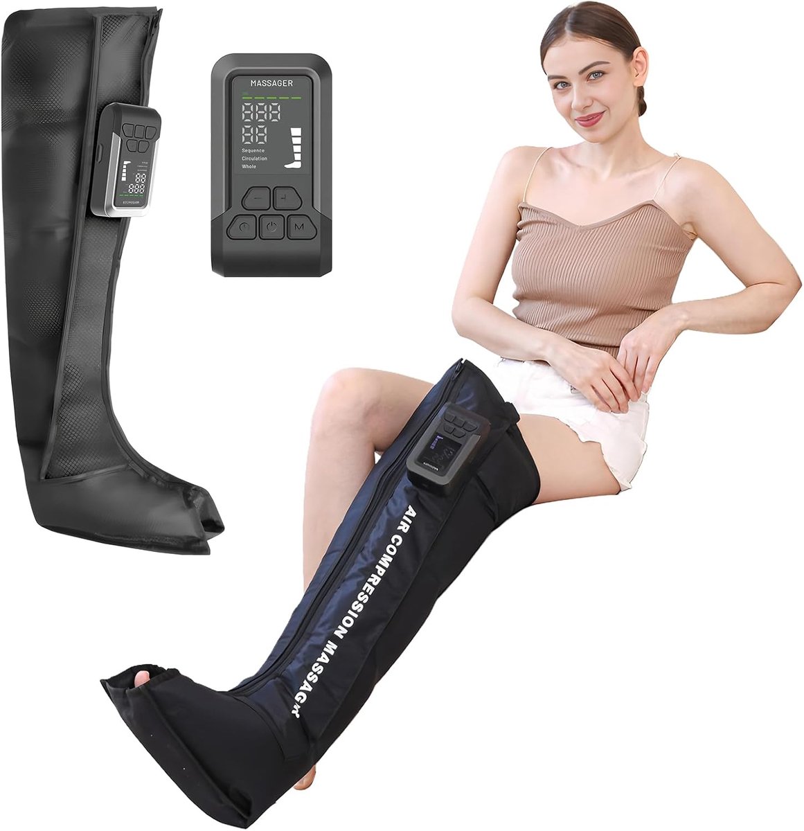 SnelShoppen - Mono Wireless Recovery Boot, Compressie Boots voor Spierherstel, Draadloze Technologie, Verstelbare Druk, Lymfedrainage, XL (< 70 cm)