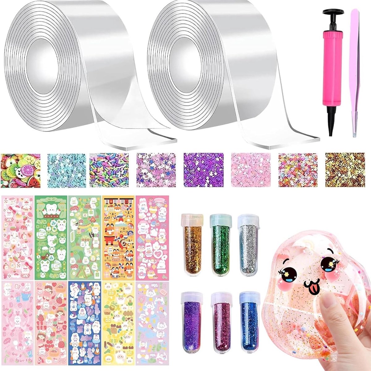 Bubbles-set met 38 stuks dubbelzijdig plakband, doe-het-zelf knutselset voor creatieve projecten, ideaal voor feestdecoraties en cadeauverpakkingen