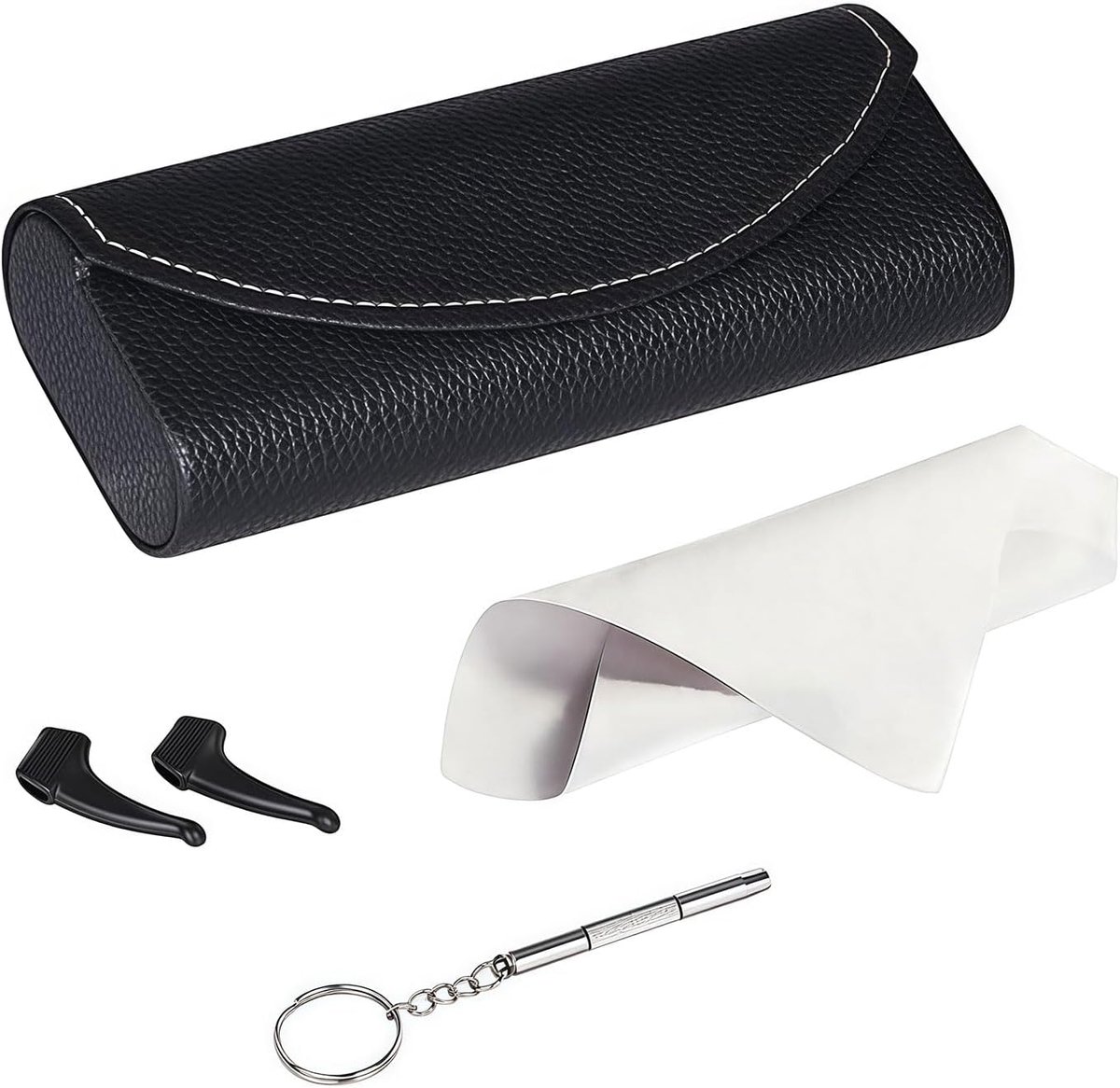 SnelShoppen - Komplett Glasses Case Set - Hardshell Bril Etui met Microvezeldoek, Mini Schroevendraaier & Oorhaken voor Zonnebrillen, Leesbrillen & Sp