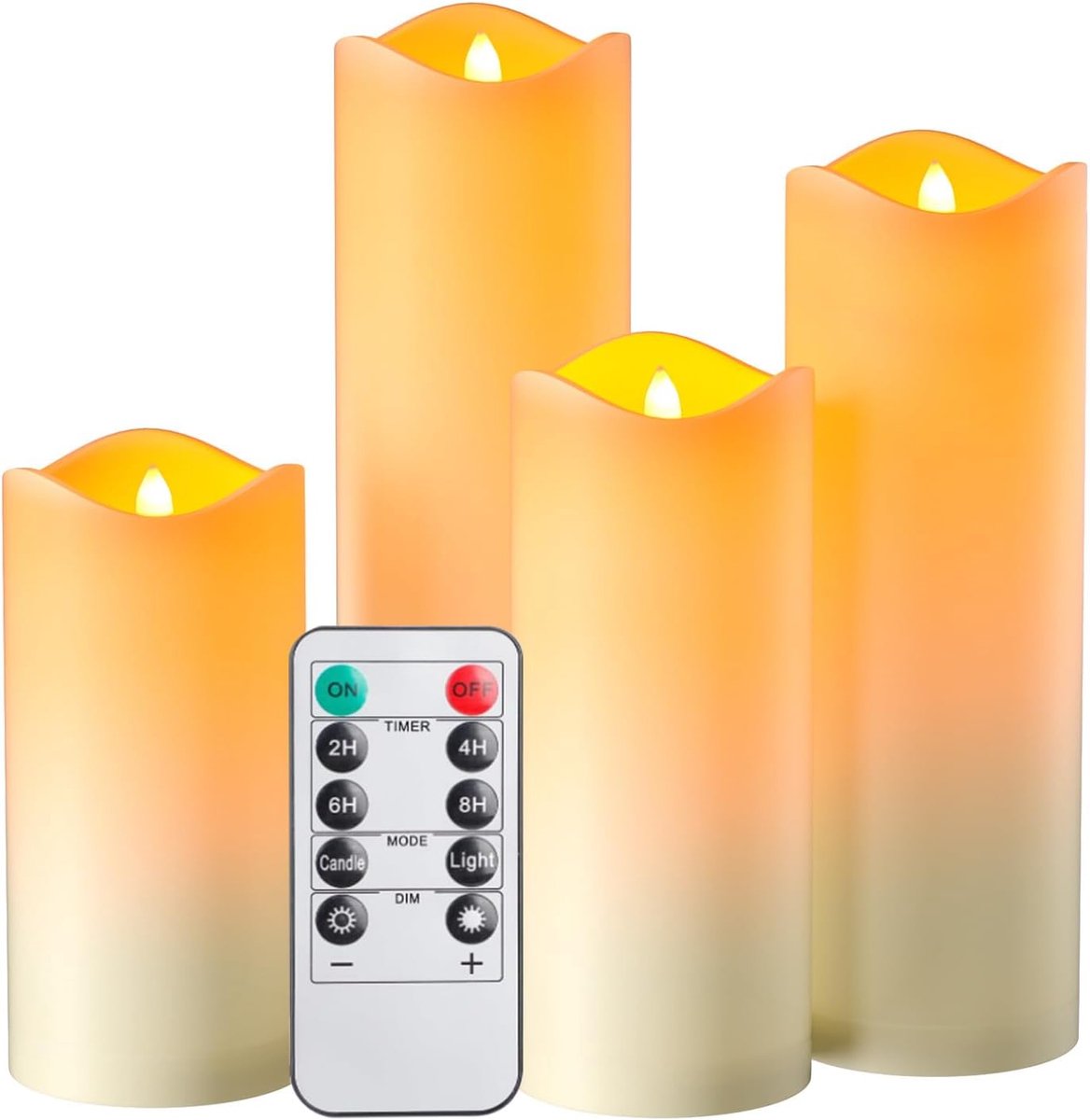 SnelShoppen - Set van 4 Waterdichte LED Kaarsen met Timer, Flameless en Flicker Functie, Afstandsbediening en Batterijen voor Tuin, Bruiloft, Kerst, H
