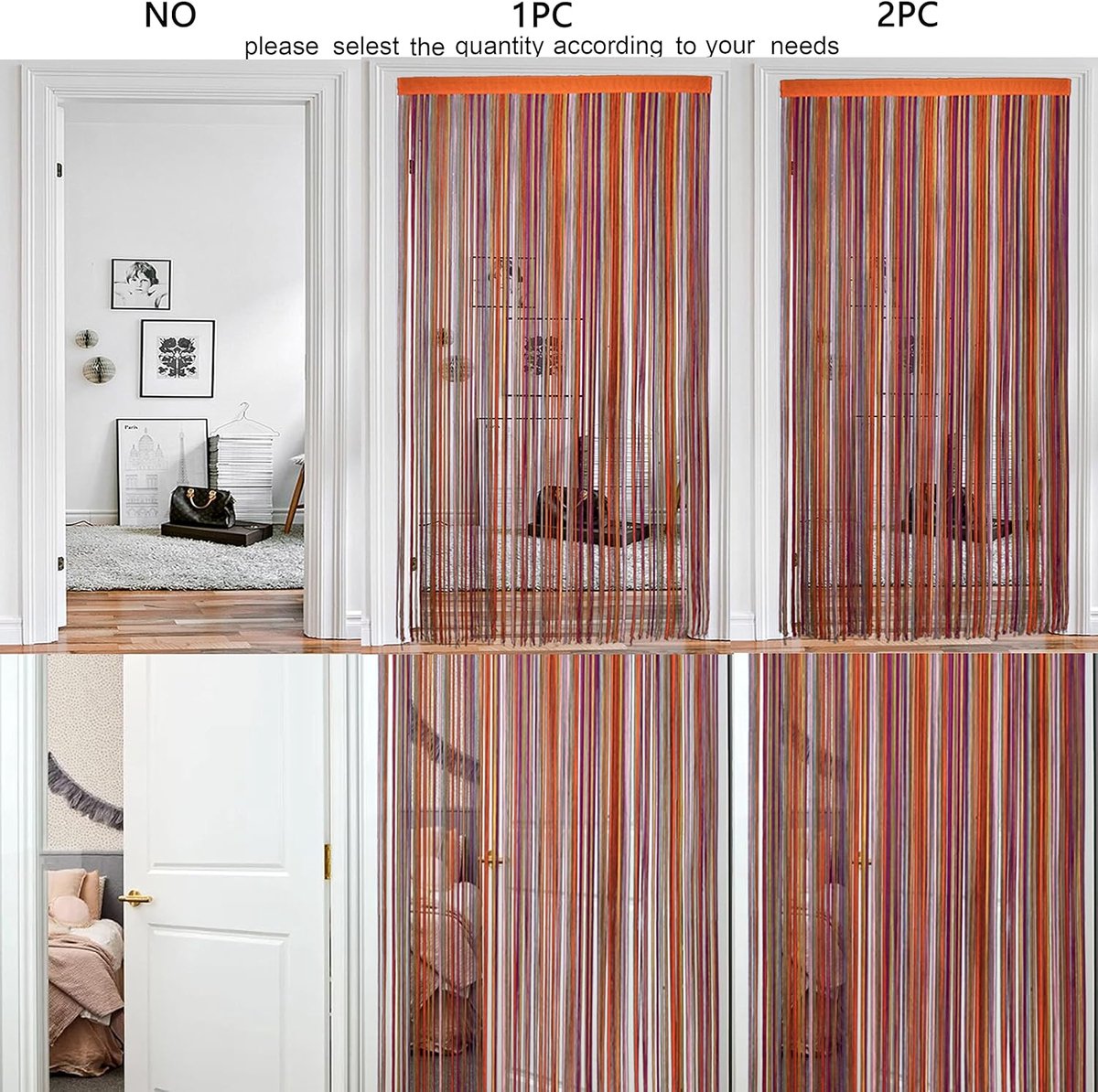 SnelShoppen - Multicolor Deurgordijn 90x245cm - Eco-vriendelijk Polyester - Privacy & Lichtdoorlatend - Ideaal voor Feest, Keuken, Woonkamer, Kamers e