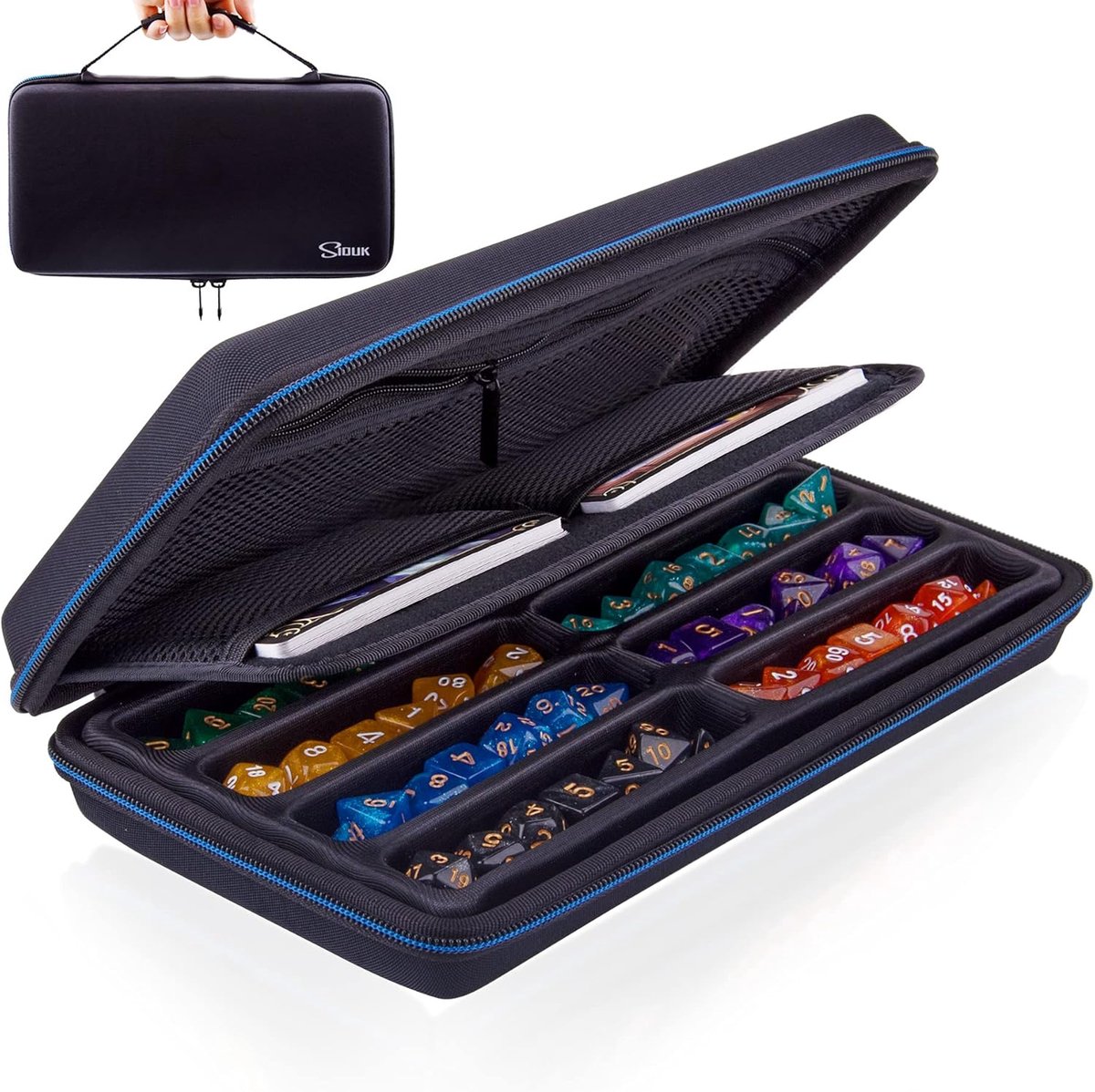 SnelShoppen - DND Dice Case en Roll Tray, Multifunctionele Dice Organizer voor Tafelspellen, EVA Opbergtas voor 8 Sets Dobbelstenen, Ideaal voor RPG S