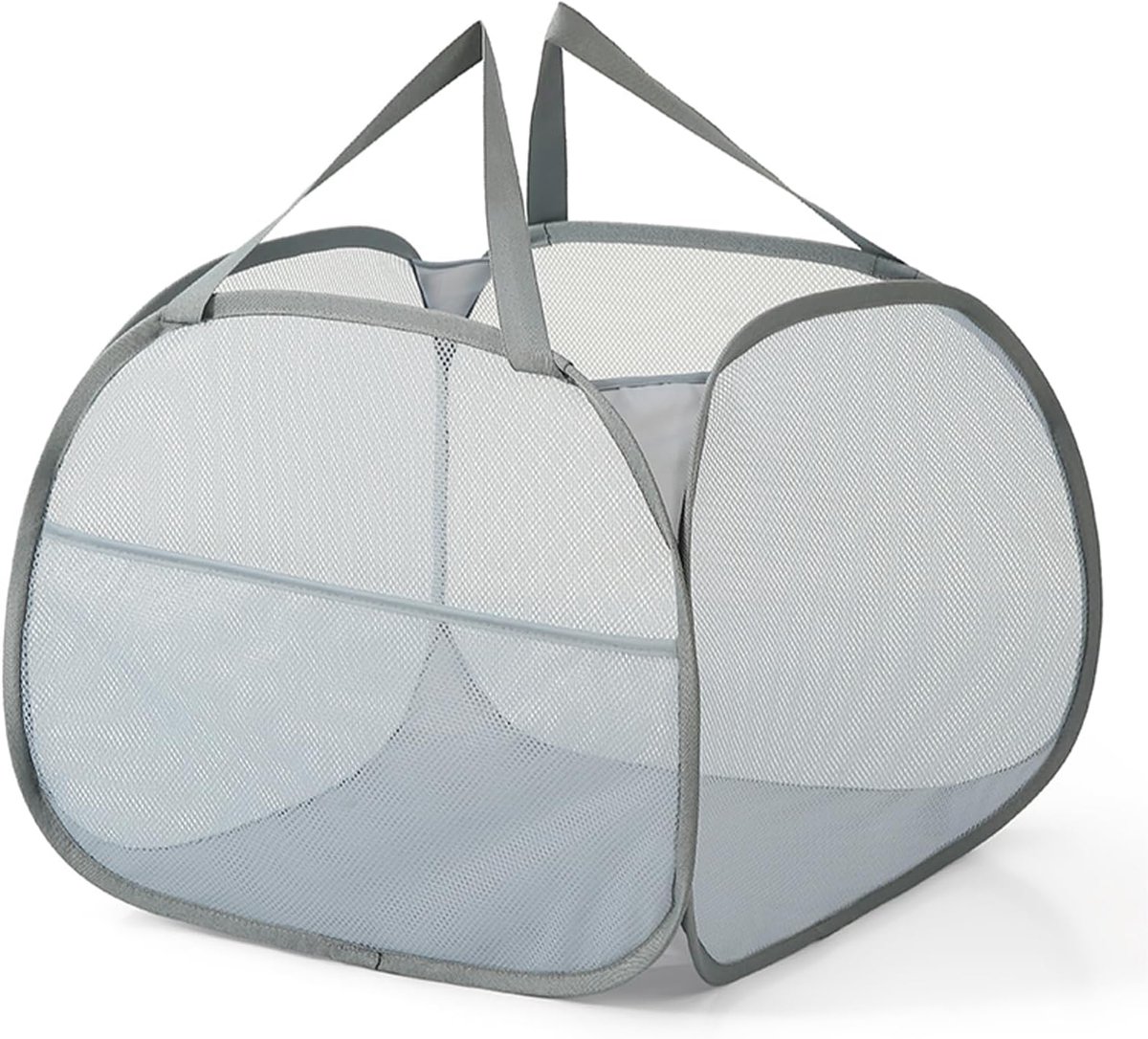 SnelShoppen - Vouwbare Wasmand - Pop-Up Wasmand met 2 Compartimenten - Lichtgewicht Waszak met Handvatten voor Badkamer, Slaapkamer, Wasruimte, Reizen