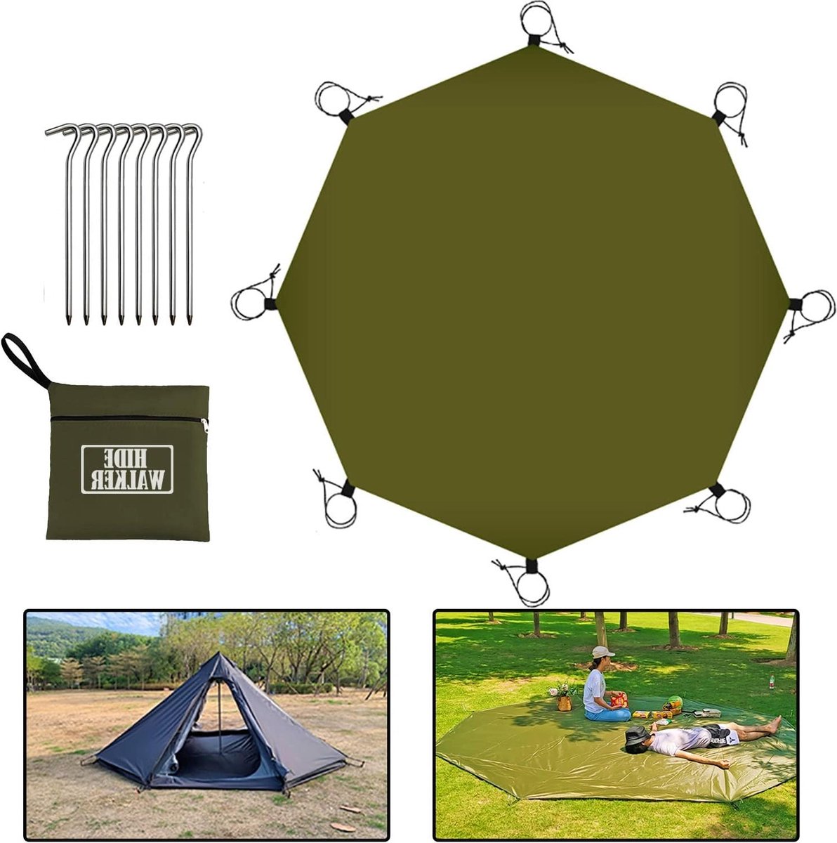 Grote waterdichte grondzeilen van 4x4 meter voor kamperen, zware kwaliteit, ademend tenttapijt en universele tentmat