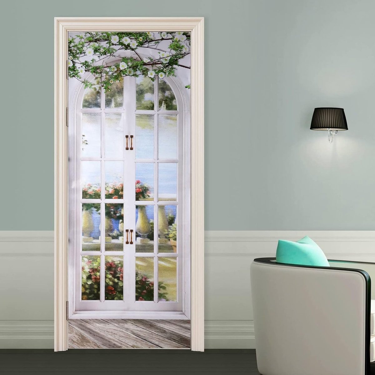 3D Deur Wallpaper Zelfklevend 30.3"x78.7" (77x200cm) Landschap Deur Poster Fotobehang voor Slaapkamer en Woonkamer, Decoratieve Deursticker voor Lift en Interieur