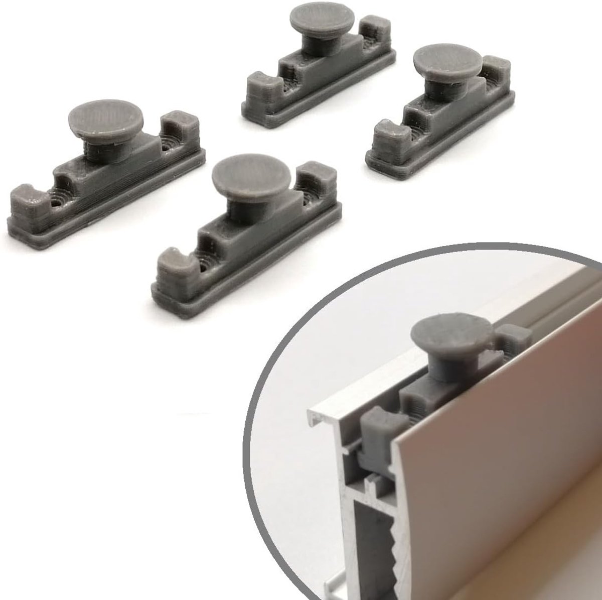 SnelShoppen - 4 x Vervangingspaneel voor IKEA Kvartal Gordijnsystemen - Grijs - Perfecte Pasvorm, Duurzaam en Betrouwbaar, 100% Made in Germany, 4-del