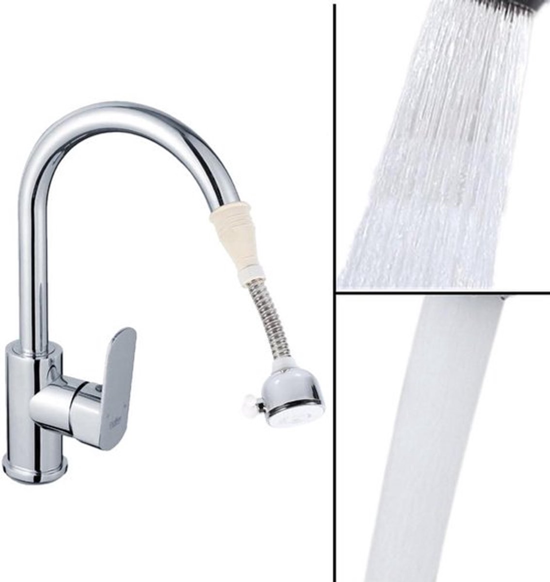 Draaibare Keukenkraan Beluchter Diffuser met Waterbesparing, Verstelbaar Kraanslang Mondstuk, ABS-materiaal, Afwassen Gemak, Keuken Accessoire.