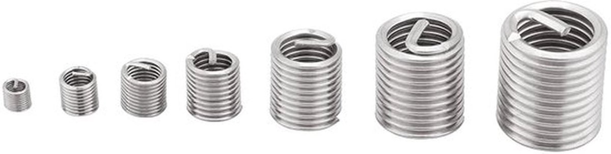 Roestvrijstalen draadschroefhuls set met 60 stuks voor M3 M4 M5 M6 M8 M10 M12 - Stalen mantel - Opgerolde draad - Schroef reparatieset assortiment
