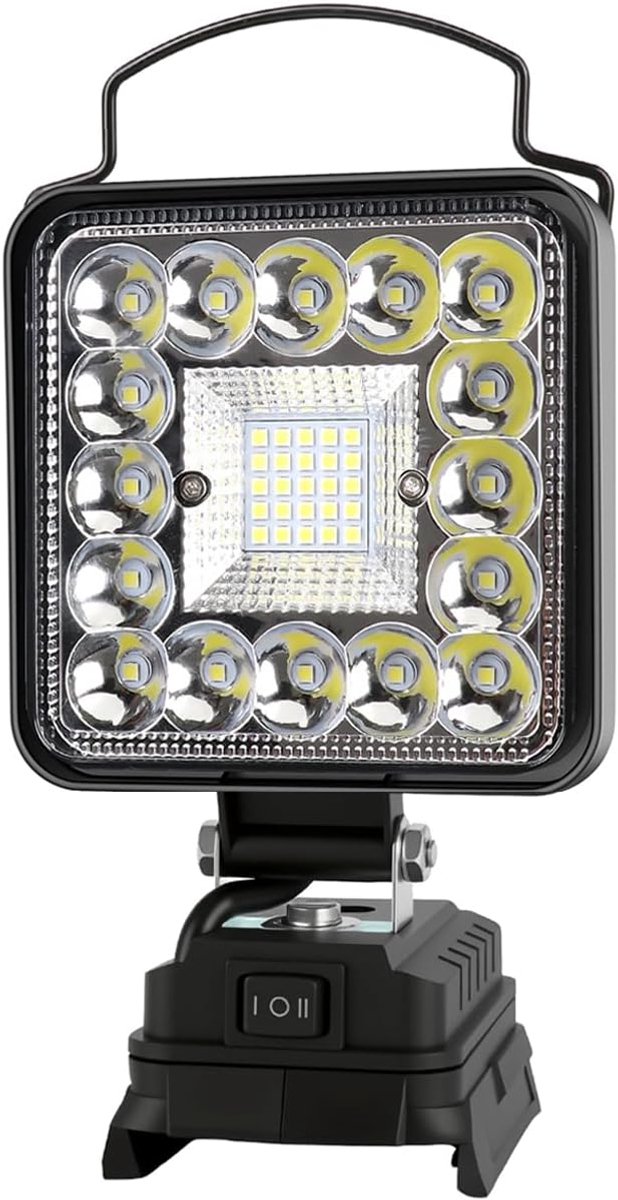 SnelShoppen - Acculamp 48W, 4800 Lumen LED Werklamp met 41 Lampkralen, Draagbare Bouwplaatslamp, 150° Groothoekverlichting, 2 USB Poorten voor Camping