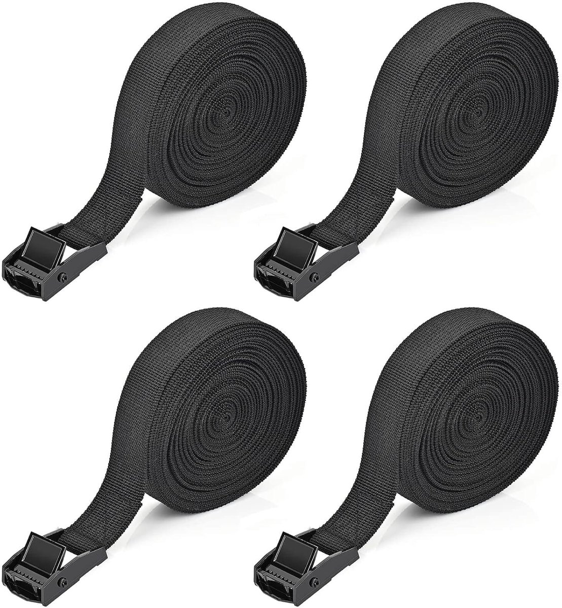 SnelShoppen - Lashing Straps 6m x 2.5cm - Ratchet Tie Down Straps met Snap Closure - Verstelbare Bevestigingsriemen voor Auto, Fietsendrager, Surfen,