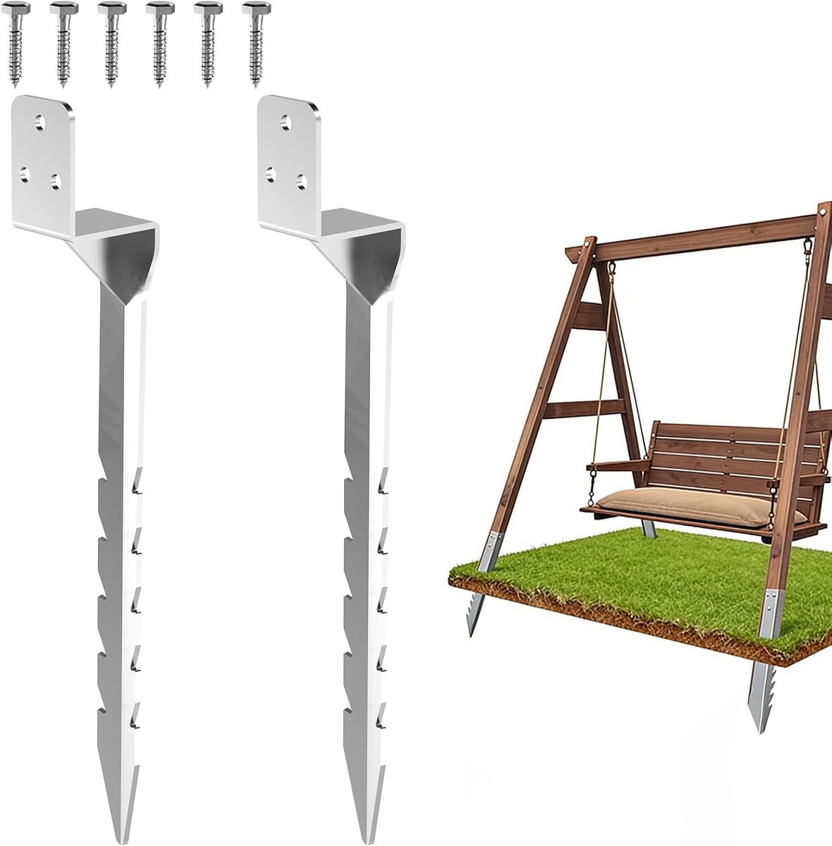 SnelShoppen - Set van 2 Impact Sleeves voor Hamer, Ondersteuningsbuis L-vorm, Gemaakt van Ghot-dip Gegalvaniseerd Staal, Grondanker voor Houten Palen