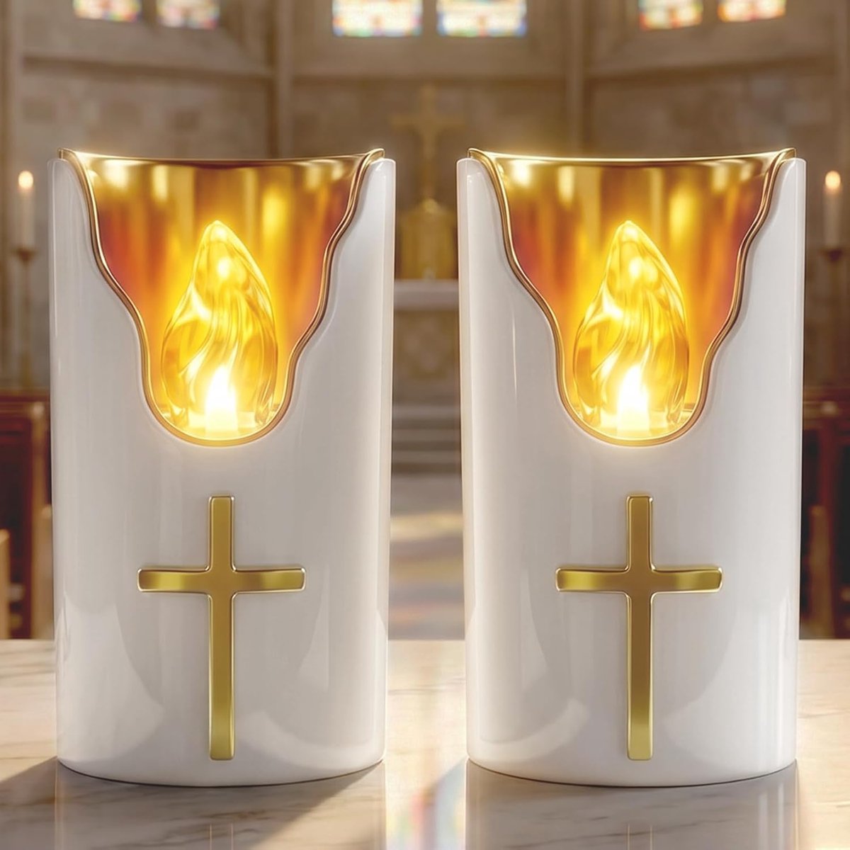 SnelShoppen - 2 Stuks LED Begraafkaarsen met Vlam Effect Wit | Flickering Flameless Kaarsen, Regenbestendig, Buiten LED Grafkaarsen voor Herinneringen