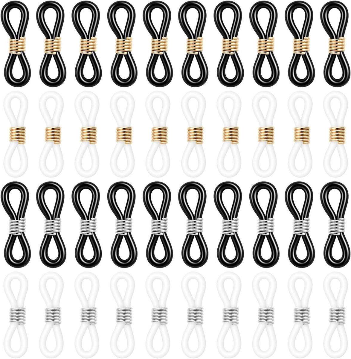 Verstelbare brillenketting met antislip rubberen connectoren - 80-delige set voor zonnebrillen en brillen met handige bevestiging en comfortabele pasvorm