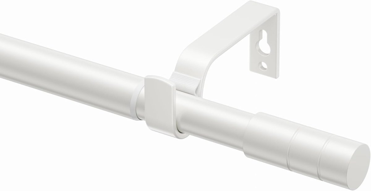 SnelShoppen - Verlengbare Gordijnroede 72-280cm, 19mm Dia, Witte Metaal Gordijnroede voor Oogletgordijnen, Aanpasbare Gordijnroede voor Woonkamer, Keu