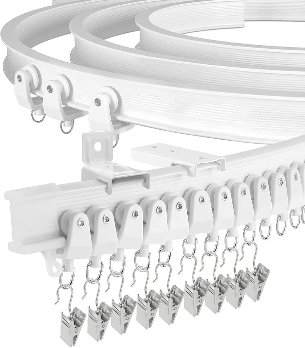 SnelShoppen - Bendable Ceiling Curtain Rail voor Boogvenster, 6m Flexibele Curved Gordijnrail, Plafond en Wandmontage, Stevige Plastic Gordijnrails vo