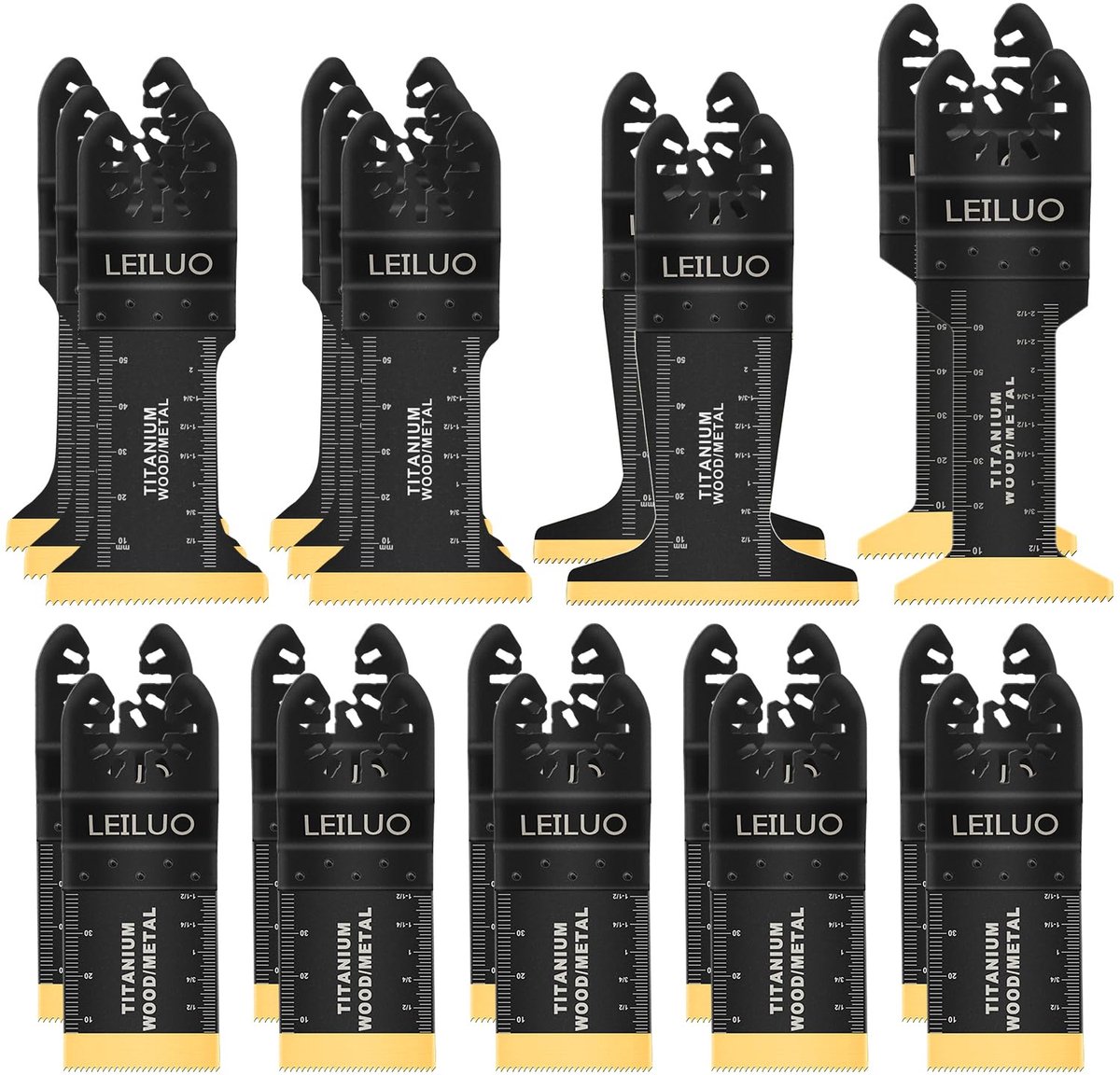 SnelShoppen - 20-delige Titanium Multitool Zaagbladen Set, Universele Oscillerende Zaagbladen voor Hout, Gipsplaten, Spijkers, Dun Metaal, Inclusief O