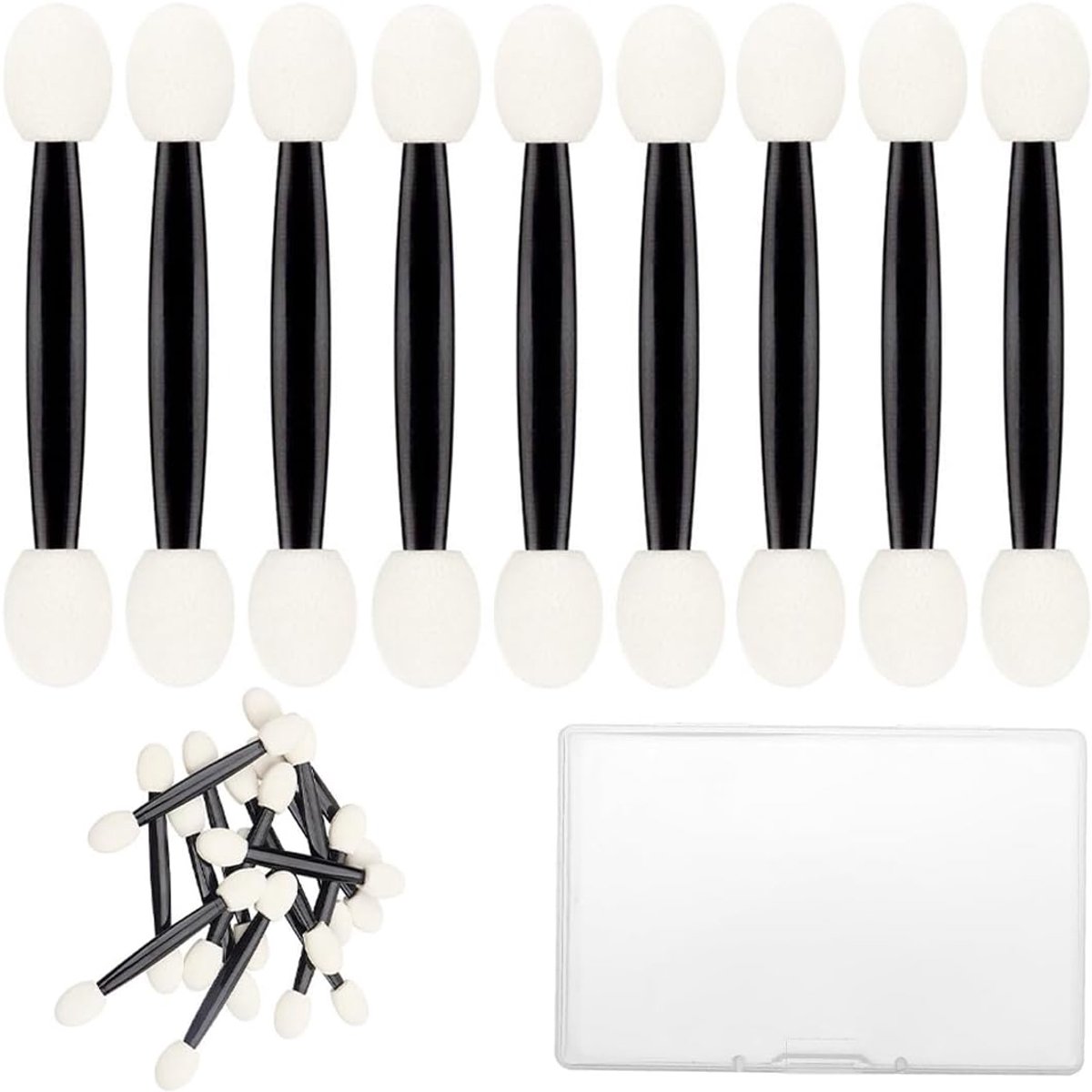 SnelShoppen - 100 stuks Wegwerp Oogschaduwapplicatoren - Make-up Applicators - Oogschaduwkwasten en Sponsjes voor Vrouwen - Ideaal voor Feestjes, Reiz