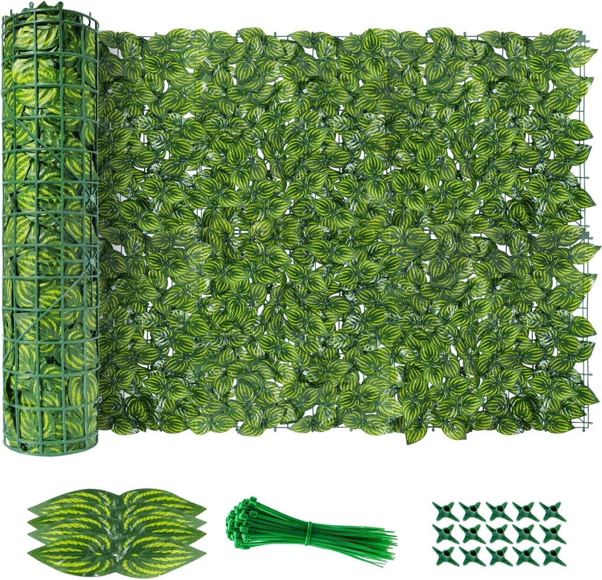SnelShoppen - Kunstmatige Klimop Hek, Privacy Scherm 100 x 600 cm, Realistische Bladeren, Kunsthaag voor Tuin, Balkon en Terras