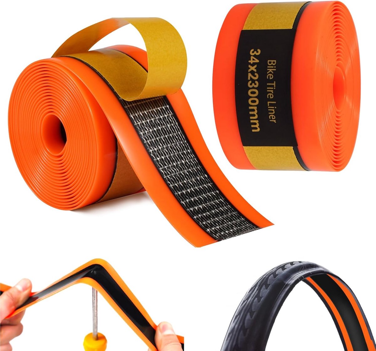 SnelShoppen - Pechbeschermingsband 34 x 2300 mm voor Fietsbanden - Lekbescherming, Duurzaam PTU, 2 Wielen, Outdoor Fietsen, Mountainbike