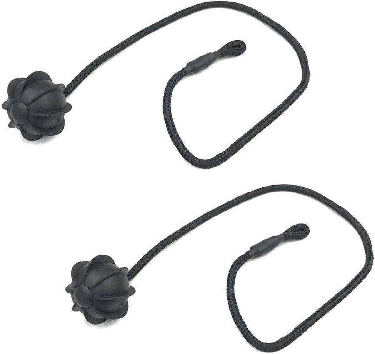 SnelShoppen - Pack van 2 Achterste Touwen voor Hoedplank, Rubber, ABS, Zwart, Auto Accessoires, Perfecte Vervanging, Inclusief Hanging Balls en Clips