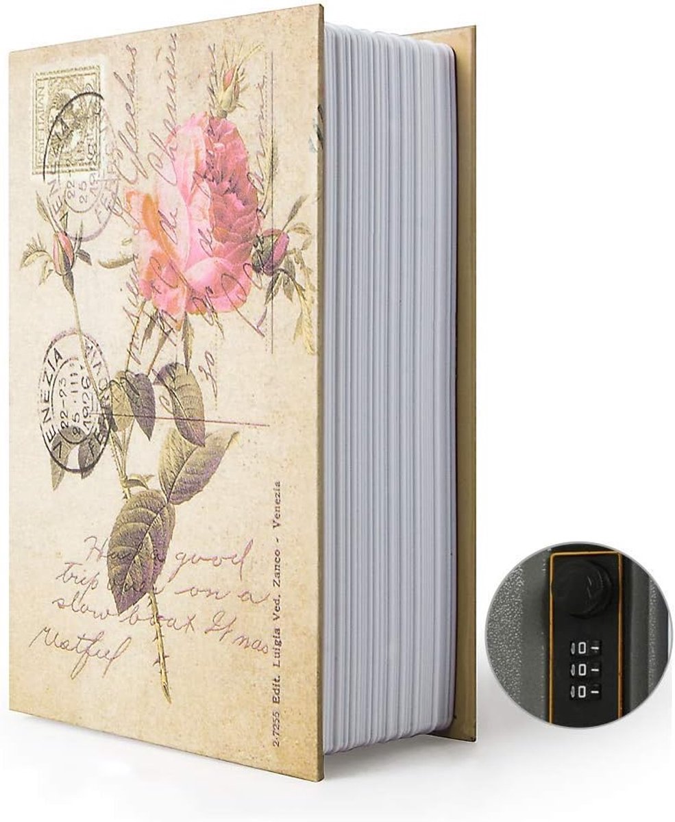 SnelShoppen - Opslagboek, Veiligheidsbox, Verstopdictionary, Combinatieslot, Sleutelvergrendeling, Verborgen Kluis (Wachtwoordslot, Roze)
